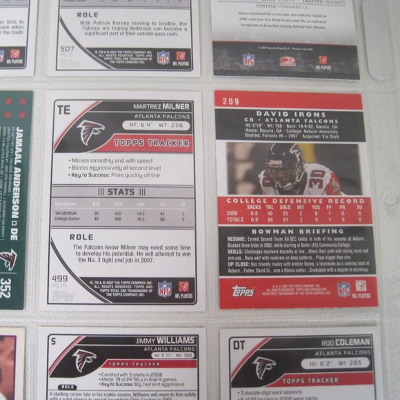 Lot of 13 Atlanta Falcons NFL Player Cards - Picture 6 of 12